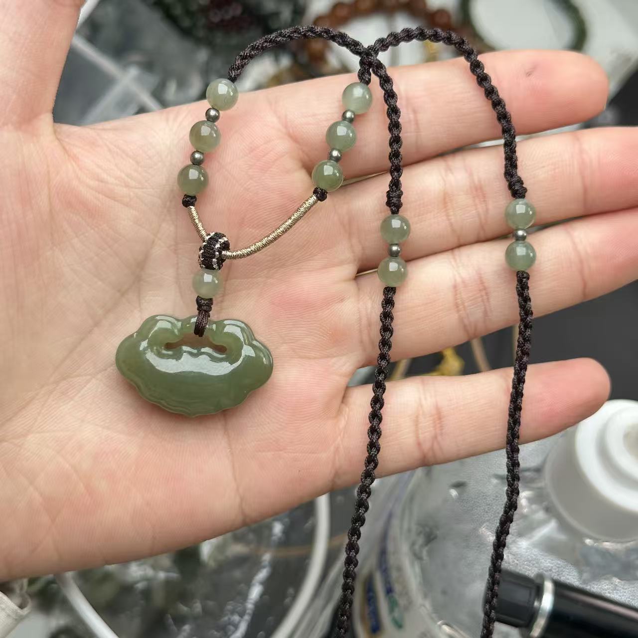 【A219】和田玉如意毛衣链多样性发其一