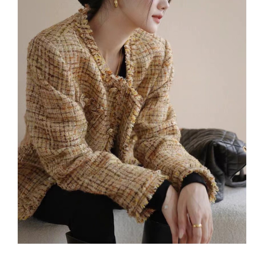 设计感小众法式高级气质百搭秋冬时尚流苏小香风短款外套 C469