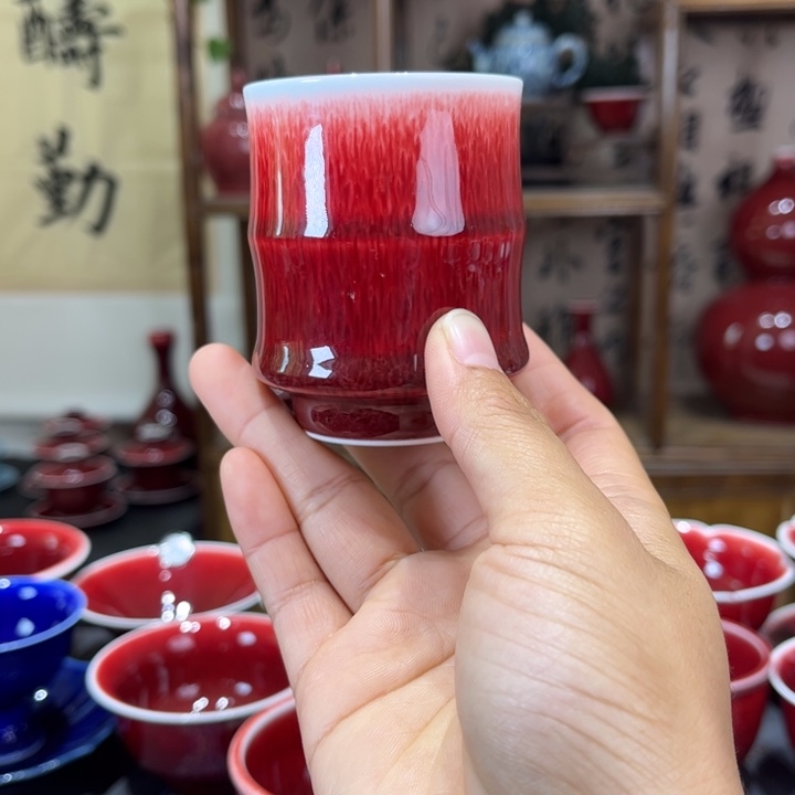 景德镇陶瓷浅行窑竹节杯