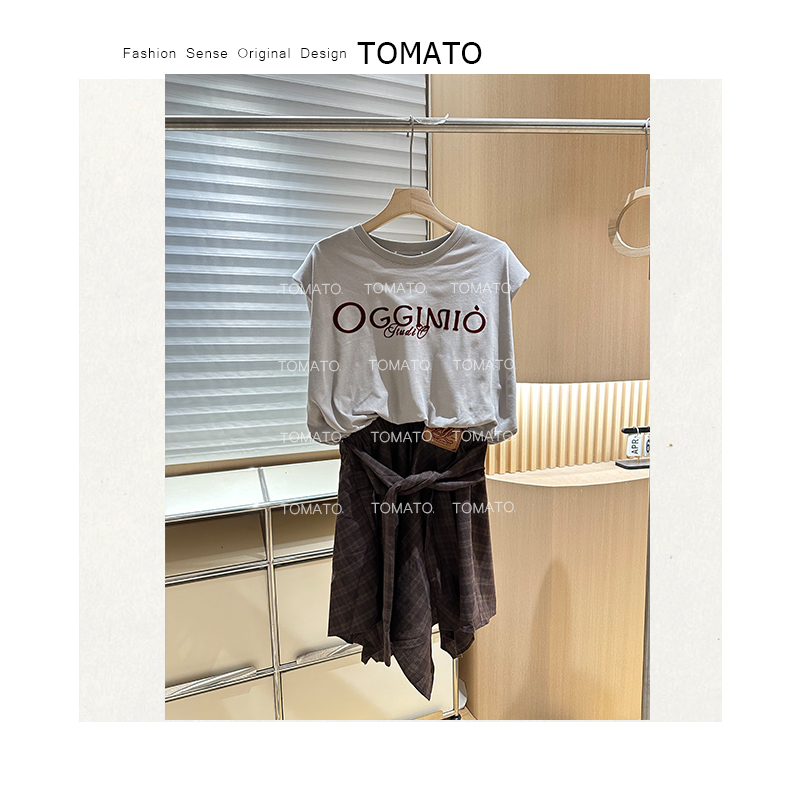 【TomaTo】亲风 夏季别致个性高级感小众字母印花连衣裙C25Q052005