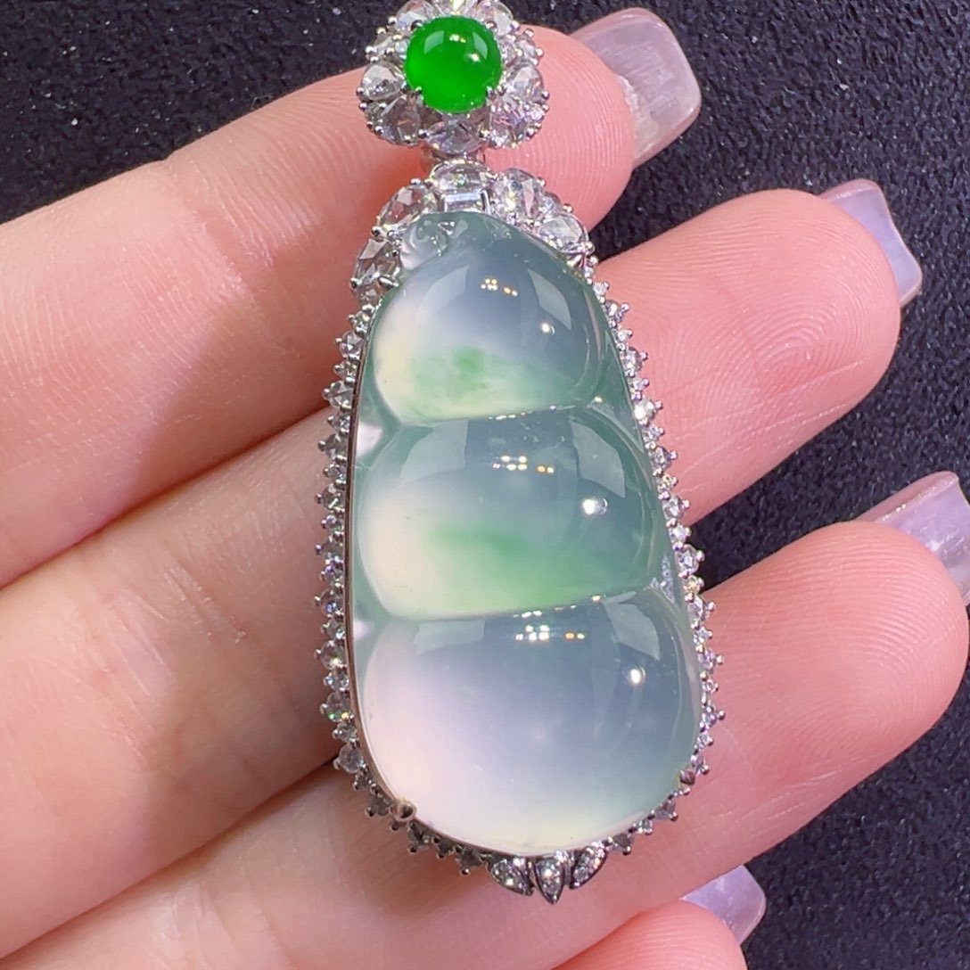 翡翠18K金镶嵌吊坠(不含链)吊坠