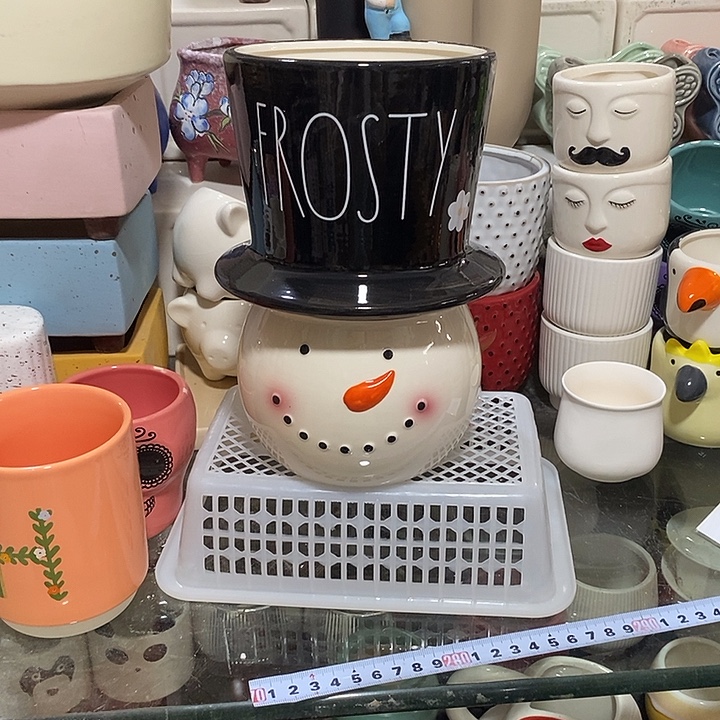 摆件陶盆有孔 微瑕介意勿拍