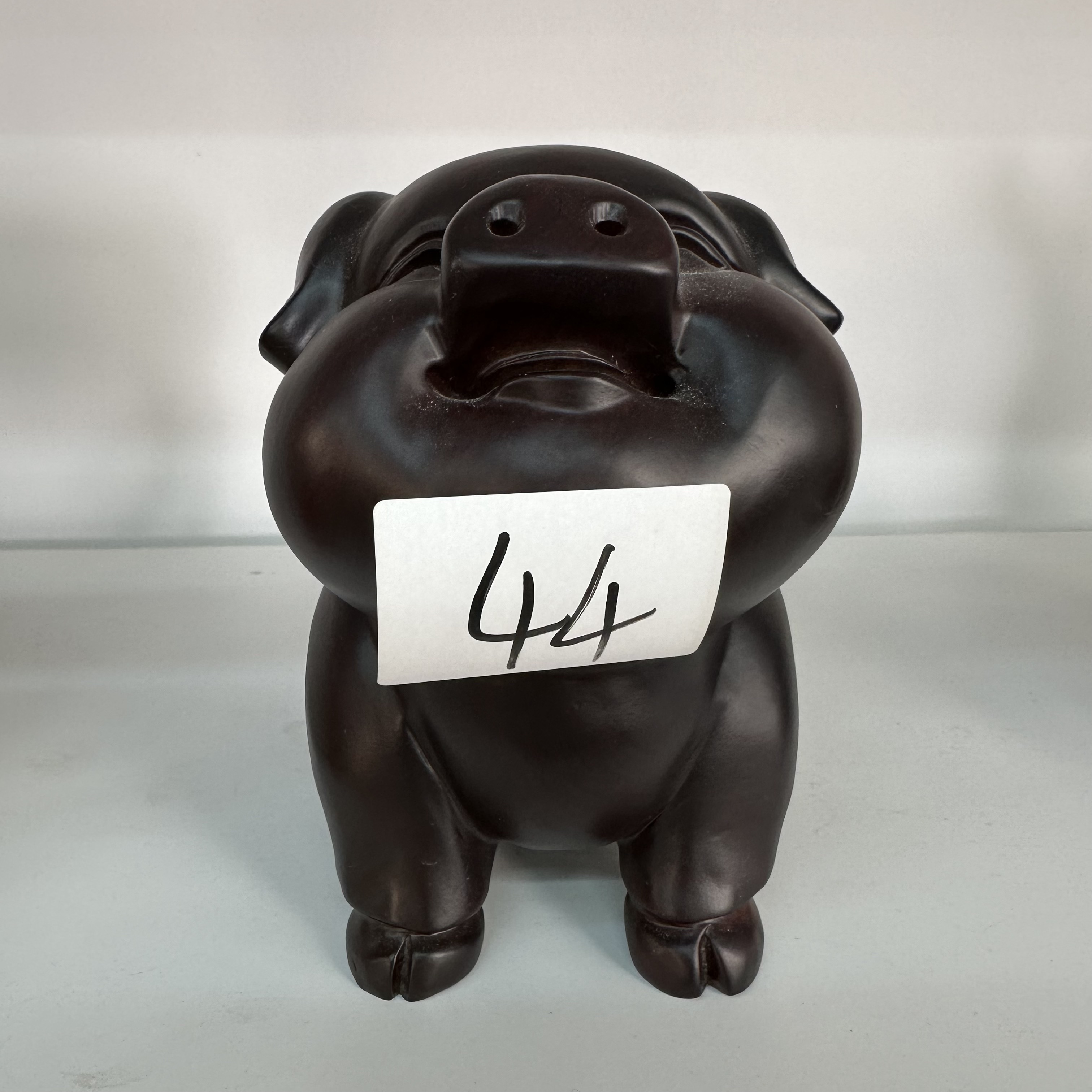 44【黑檀木雕猪摆件】长20宽12高18cm（孤品竞拍摆件 介意微瑕勿拍）