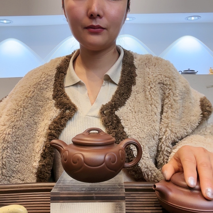 红泥茶壶仿古如意260m l