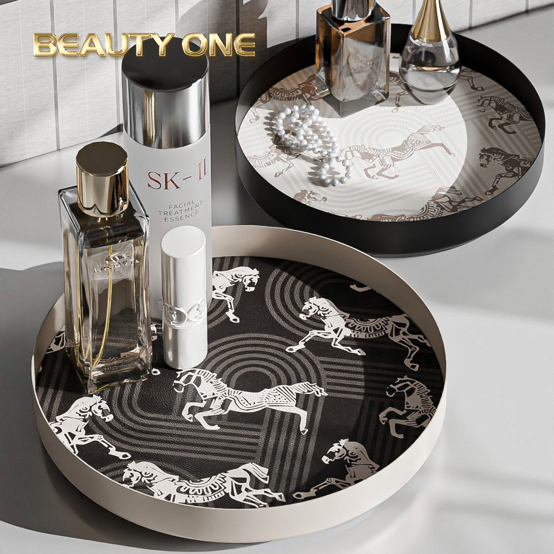 【福袋】360旋转化妆品收纳盘桌面首饰香水高档托盘玄关收纳托盘