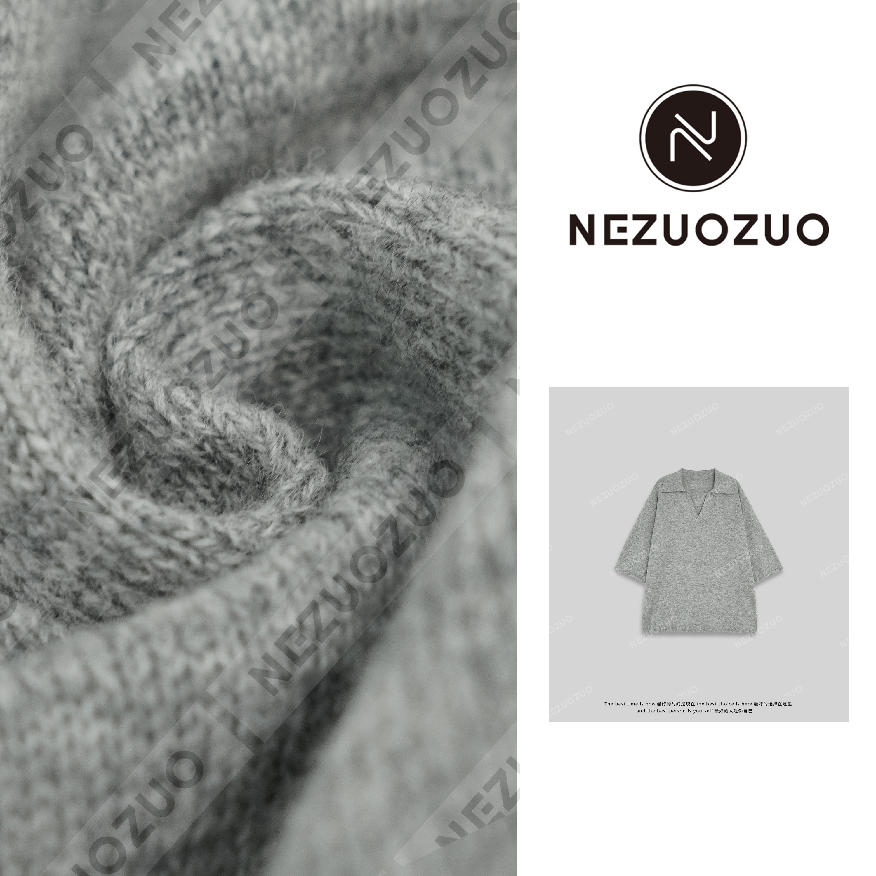 NEZUOZUO【Y家中袖羊毛衫】进口精仿100羊毛口袋翻领慵懒风毛衣