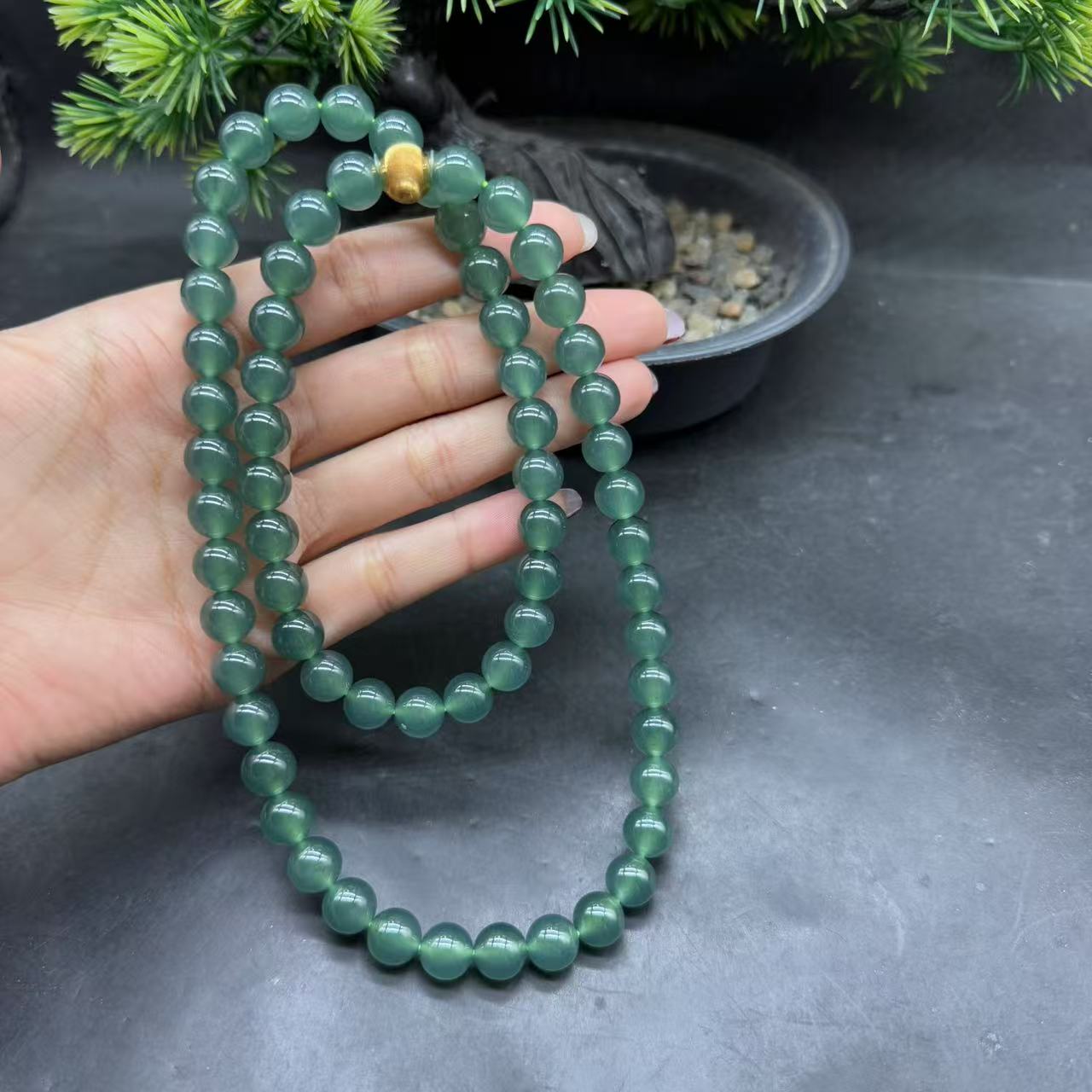 【玉经纶】31688/Q32-翡翠珠链-约9mm/约65颗