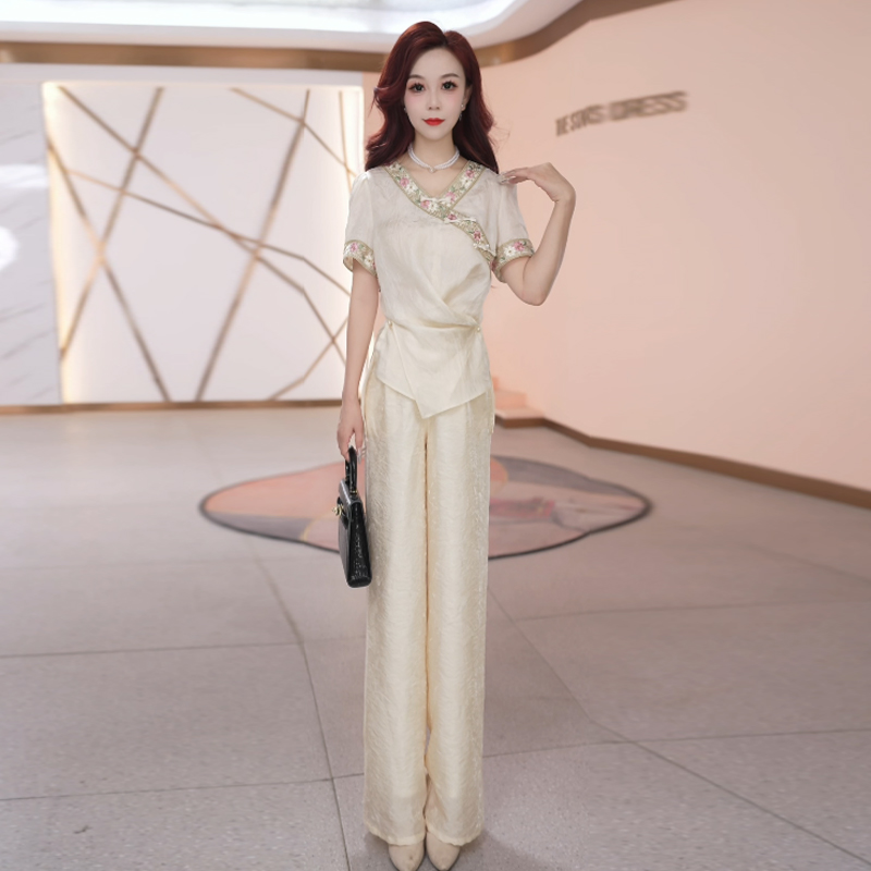 【两件套】夏季时尚修身高贵气质洋气收腰显瘦百搭高腰两件套套裤