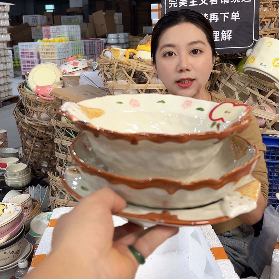 摆件潮州陶瓷工厂微瑕 3件套