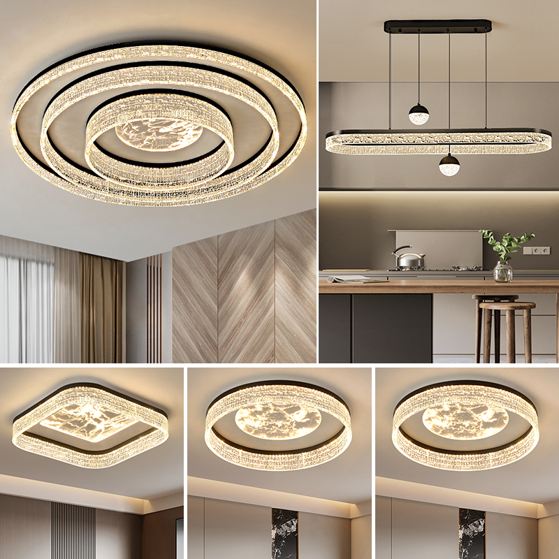 意式大圆1米客厅吸顶灯轻奢高级感简约云雾高端全屋灯具套餐组合