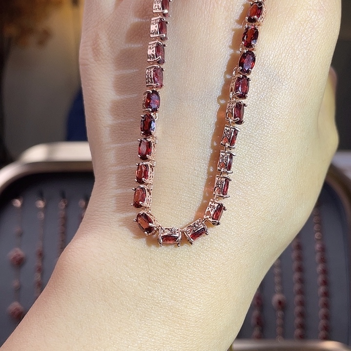 银S925镶嵌项链石榴石