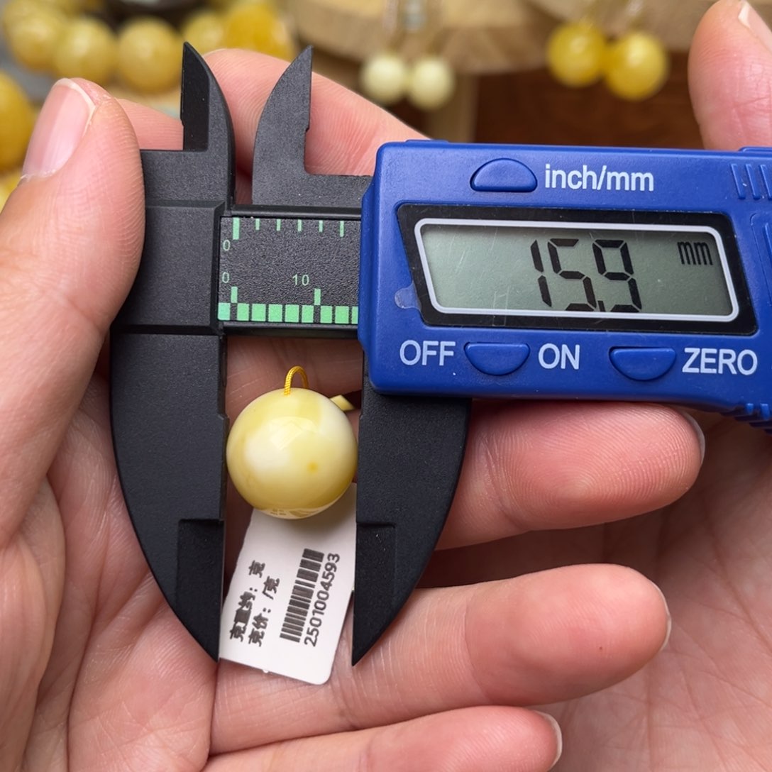 裸石蜜蜡未镶嵌X*15圆珠白蜡聚宝盆