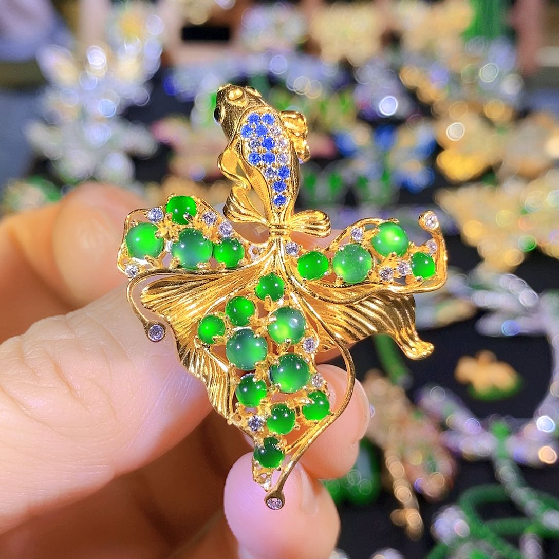 吊坠(不含链)银S925镶嵌翡翠