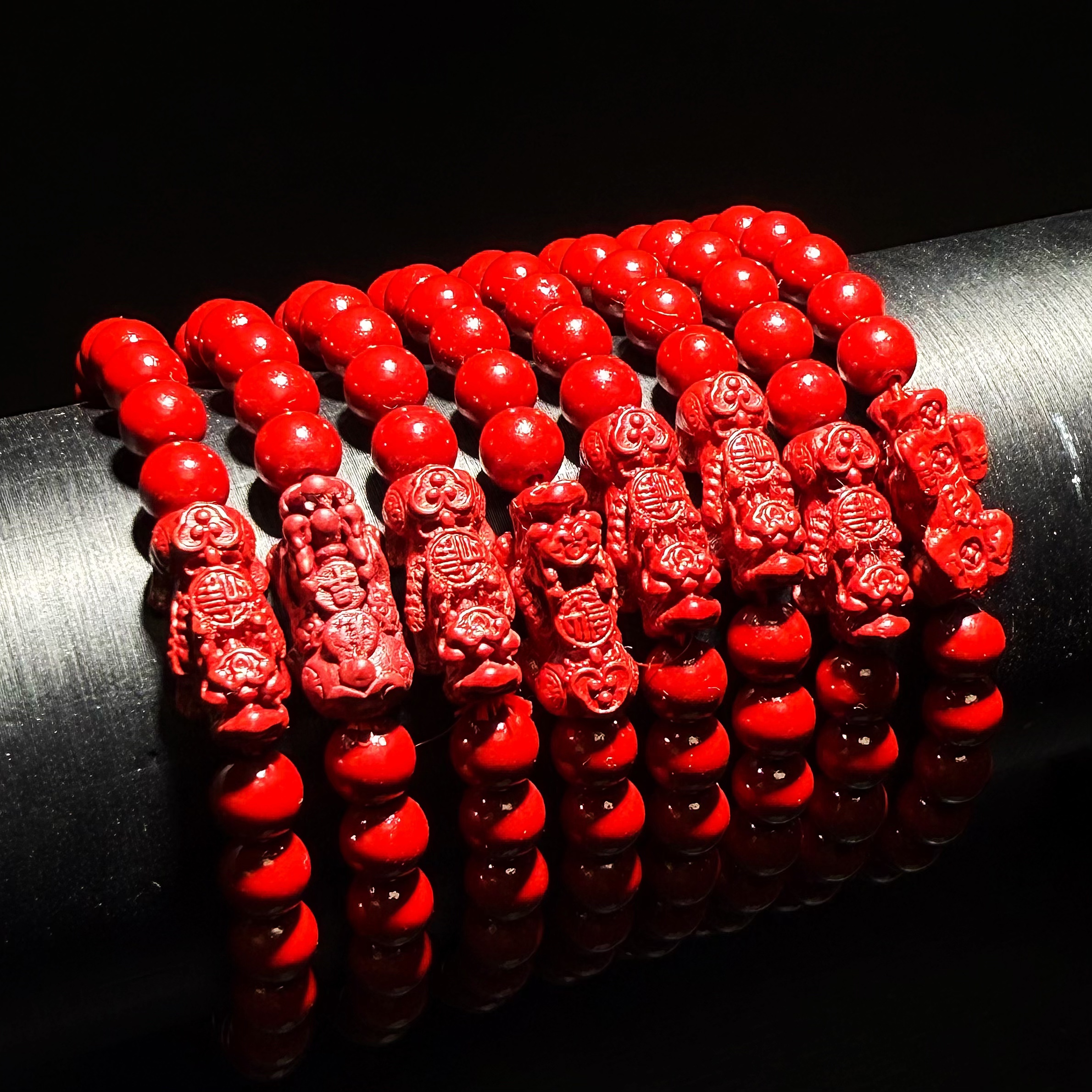 天然辰砂【皇后甄选】朱砂貔貅手串 多样性发其一
