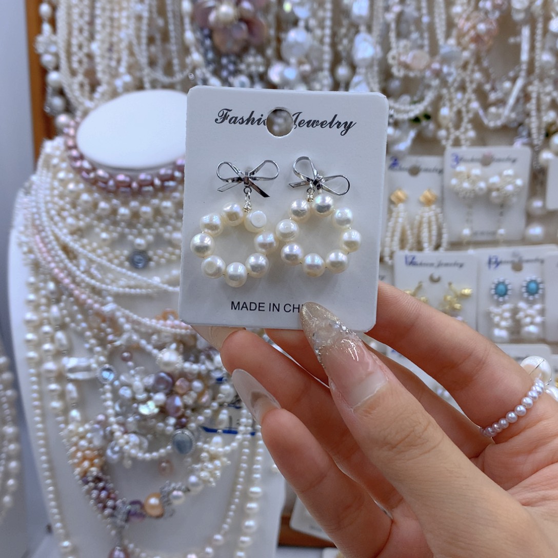 淡水珍珠银S925镶嵌项链耳饰