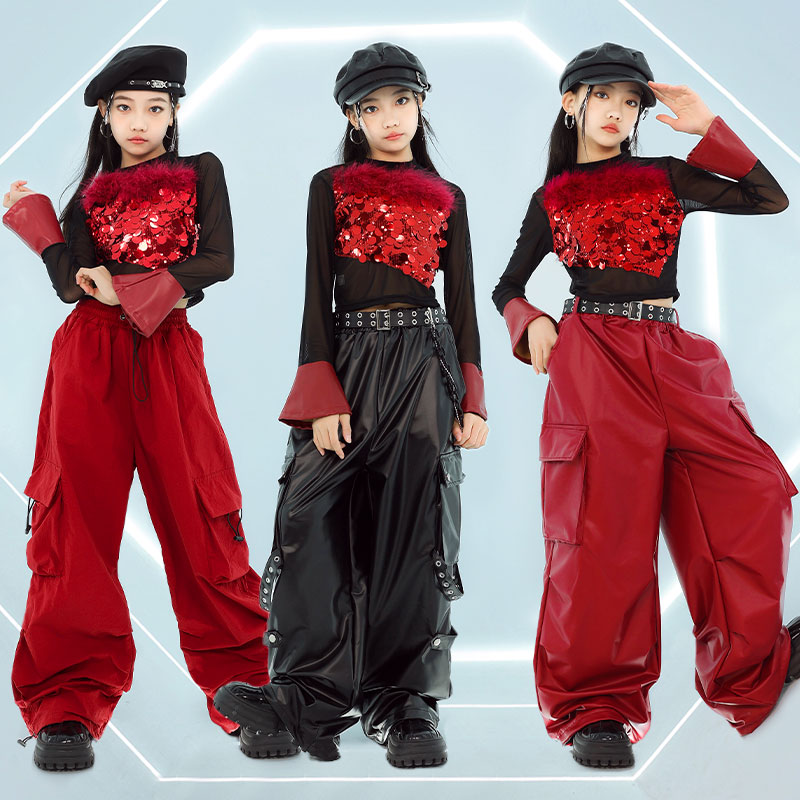 爵士舞儿童演出服时髦潮酷女童亮片舞台走秀套装少儿舞蹈表演服装