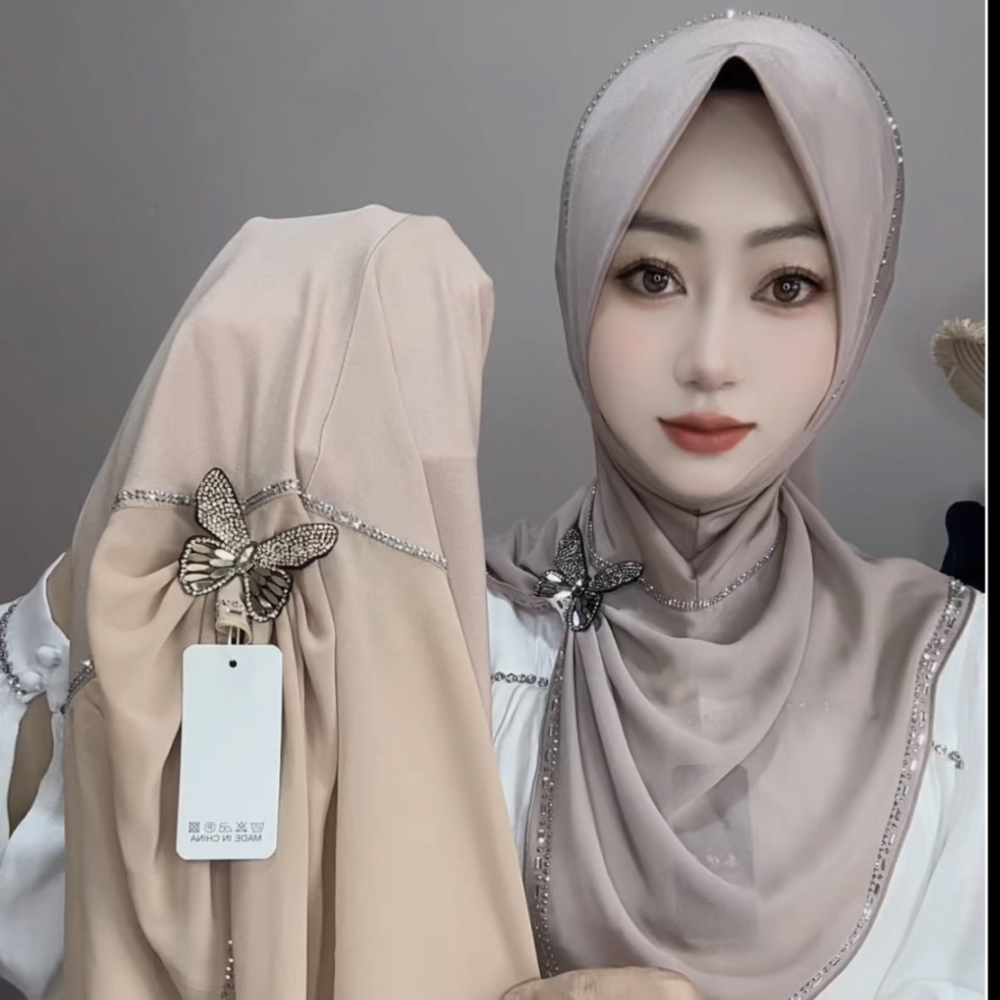 碟舞•高端星洮纱拼接雪纺烫钻套头（送珍珠针）