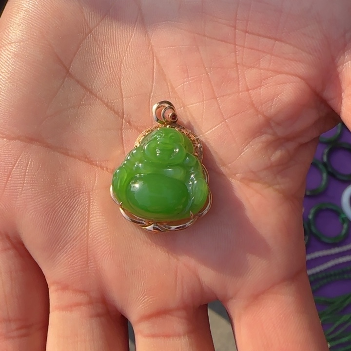 和田玉18K金镶嵌颈饰