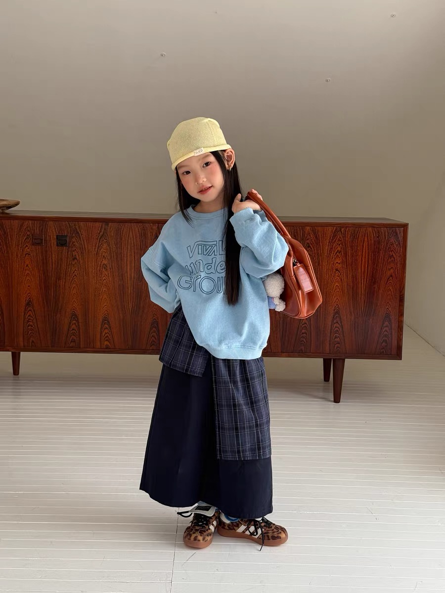 2025秋季女童套装韩版宽松上衣复古阔腿裤洋气百搭直筒裤两件套潮