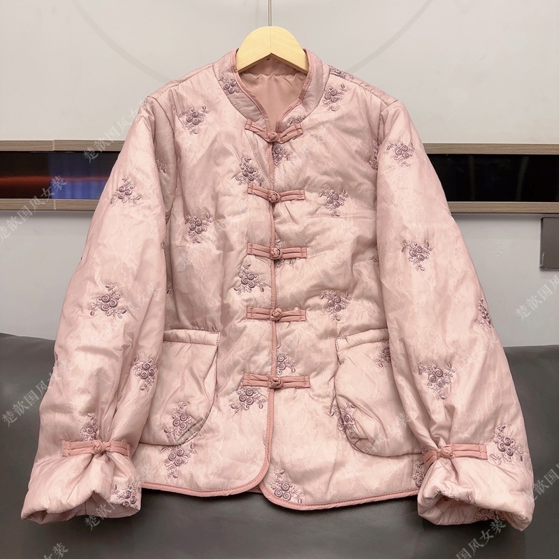 【云萦】冬季加棉加厚外套新中式国风立领绣花立领保暖上衣女款