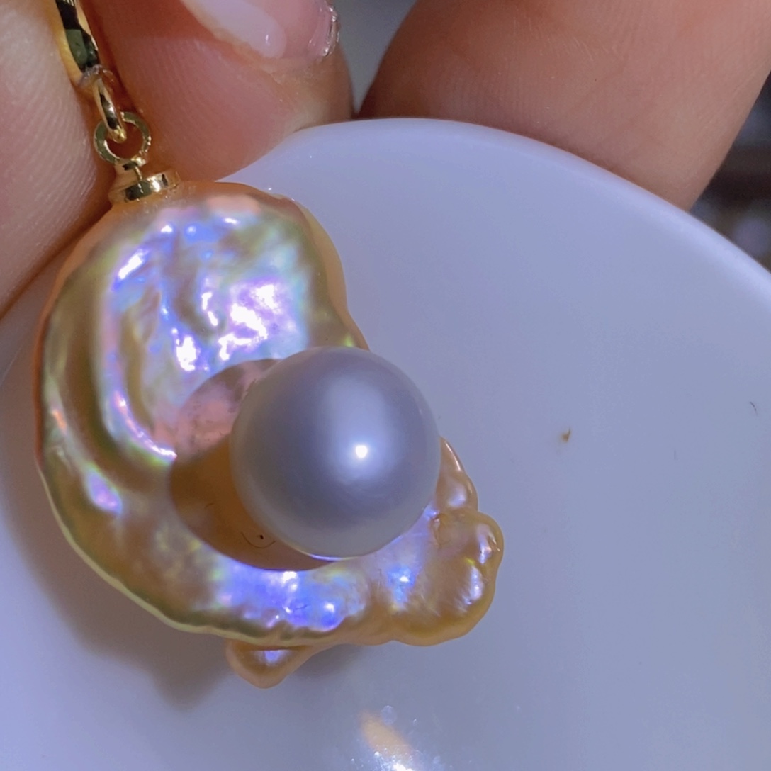 银S925镶嵌天然淡水珍珠淡水珍珠