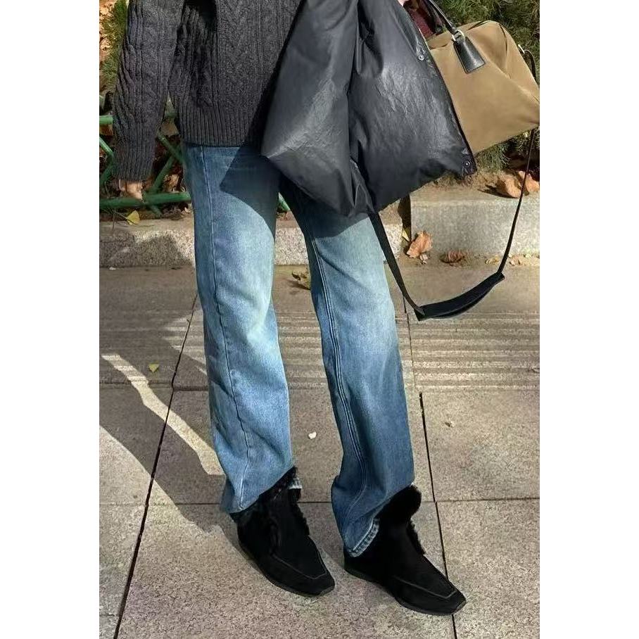 猫须纹理加绒牛仔裤66366