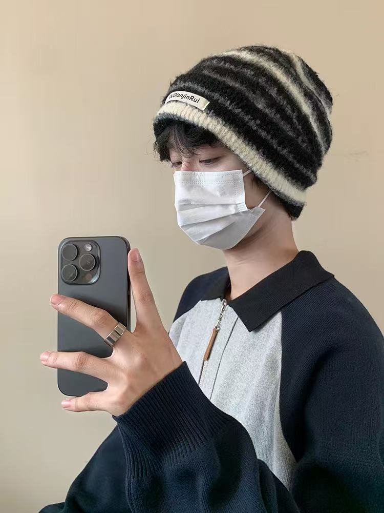 X《文专属》帽子男士秋冬潮毛线男款保暖百搭大头围显脸小