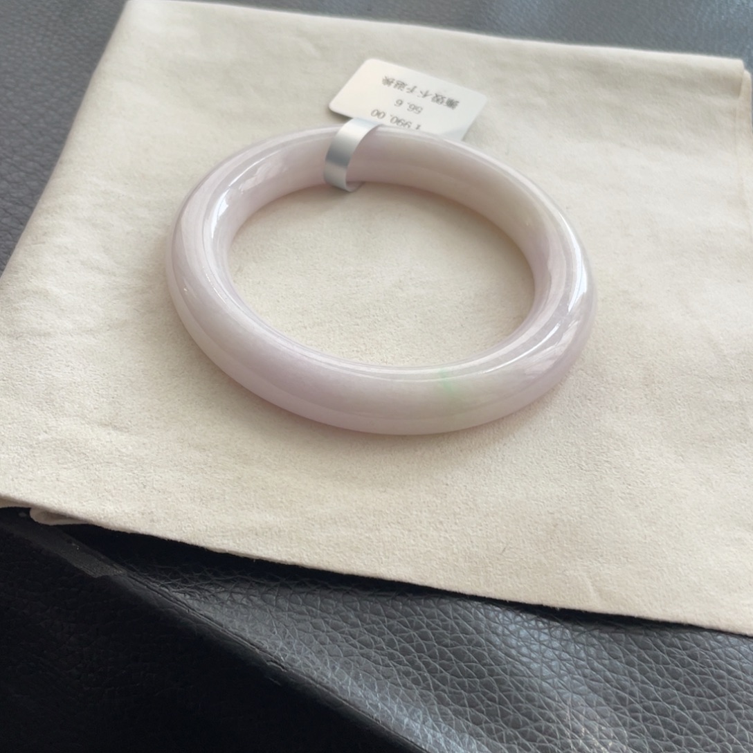 翡翠未镶嵌手镯有纹 56.6圆条