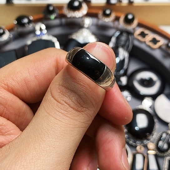 翡翠银S925镶嵌戒指缅甸天然a货墨翠