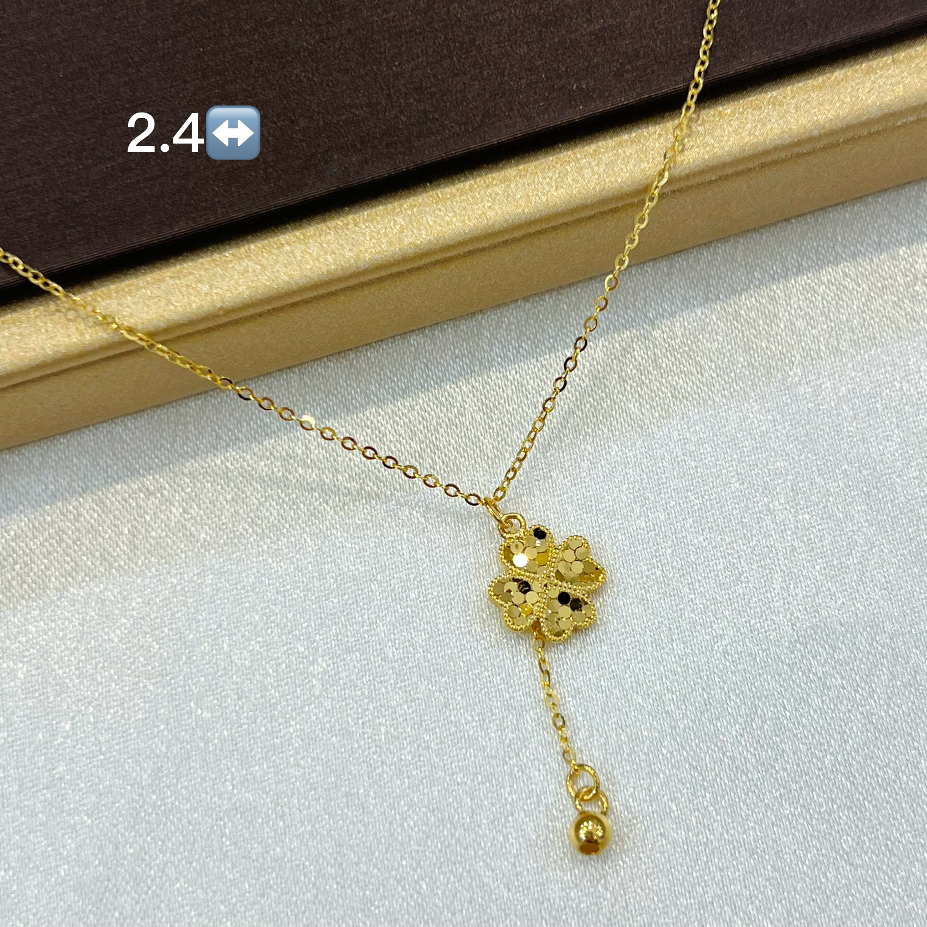 足金999鱼鳞镂空四叶草流苏项链吊坠女款时尚百搭