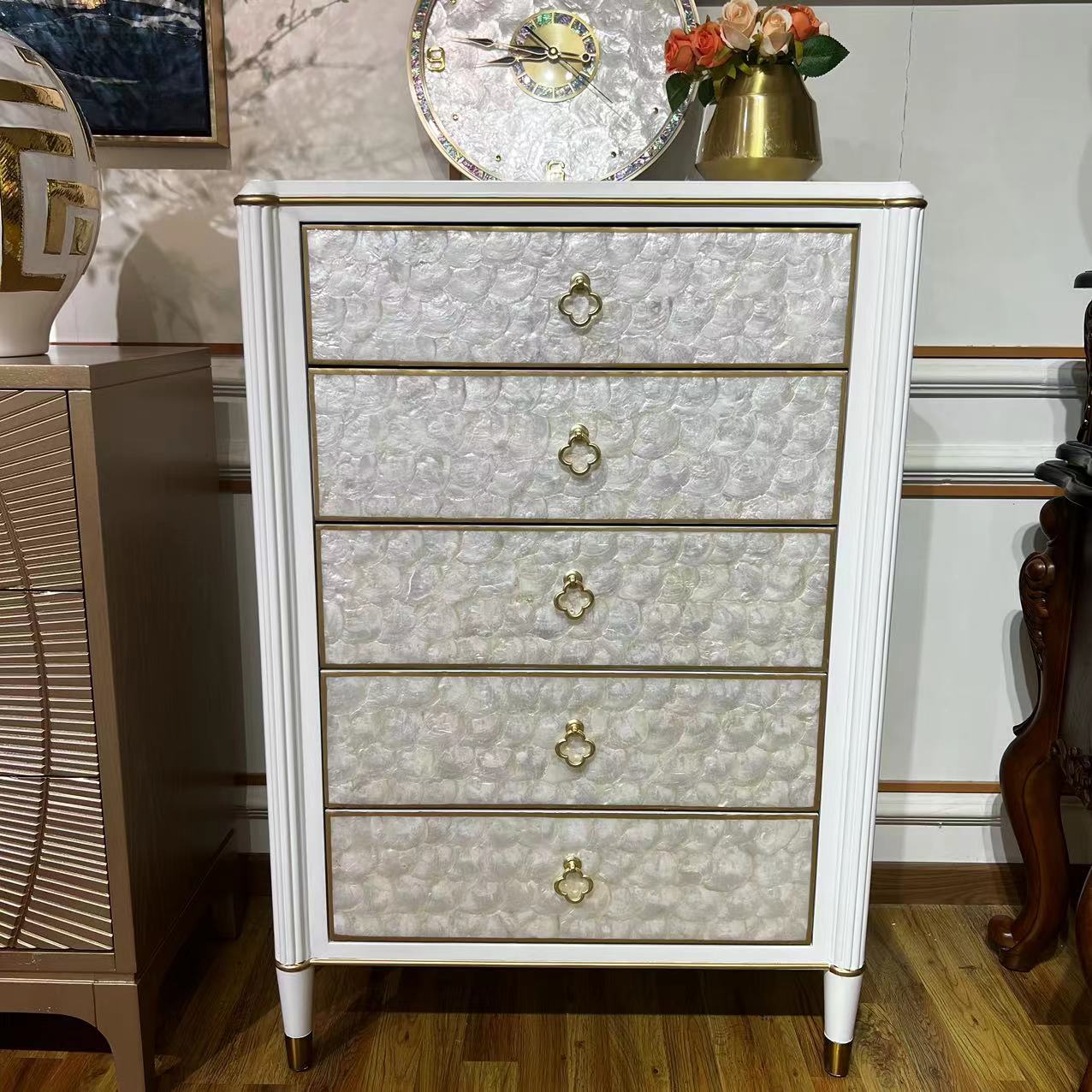 美式轻奢贝壳大容量卧室五斗柜