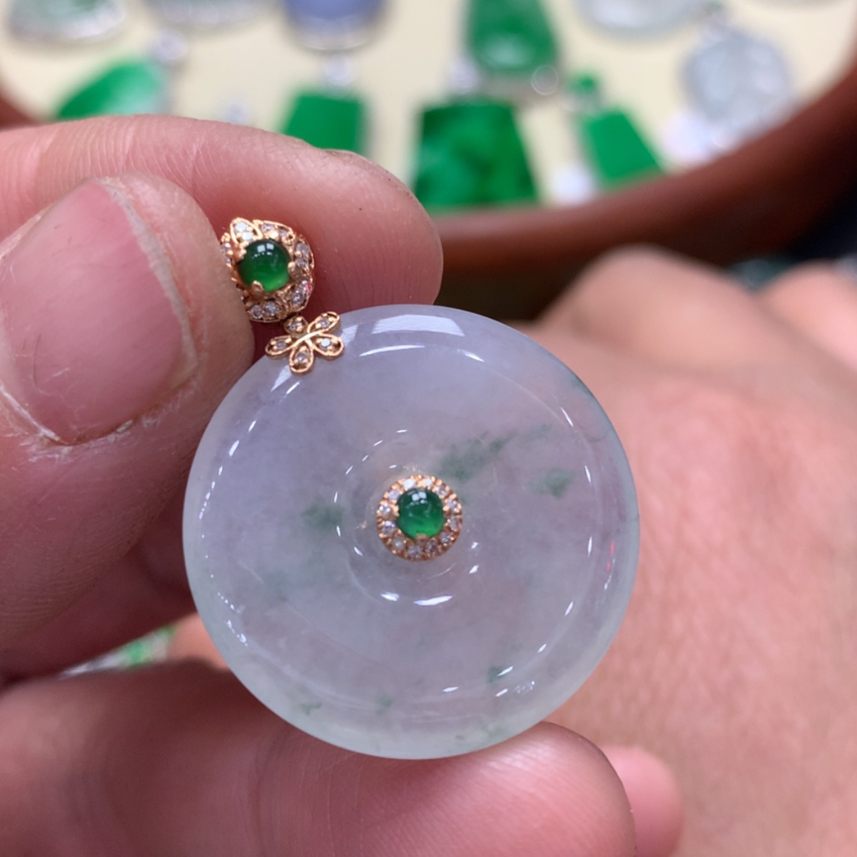 【闪购商品】翡翠颈饰18K金镶嵌平安扣