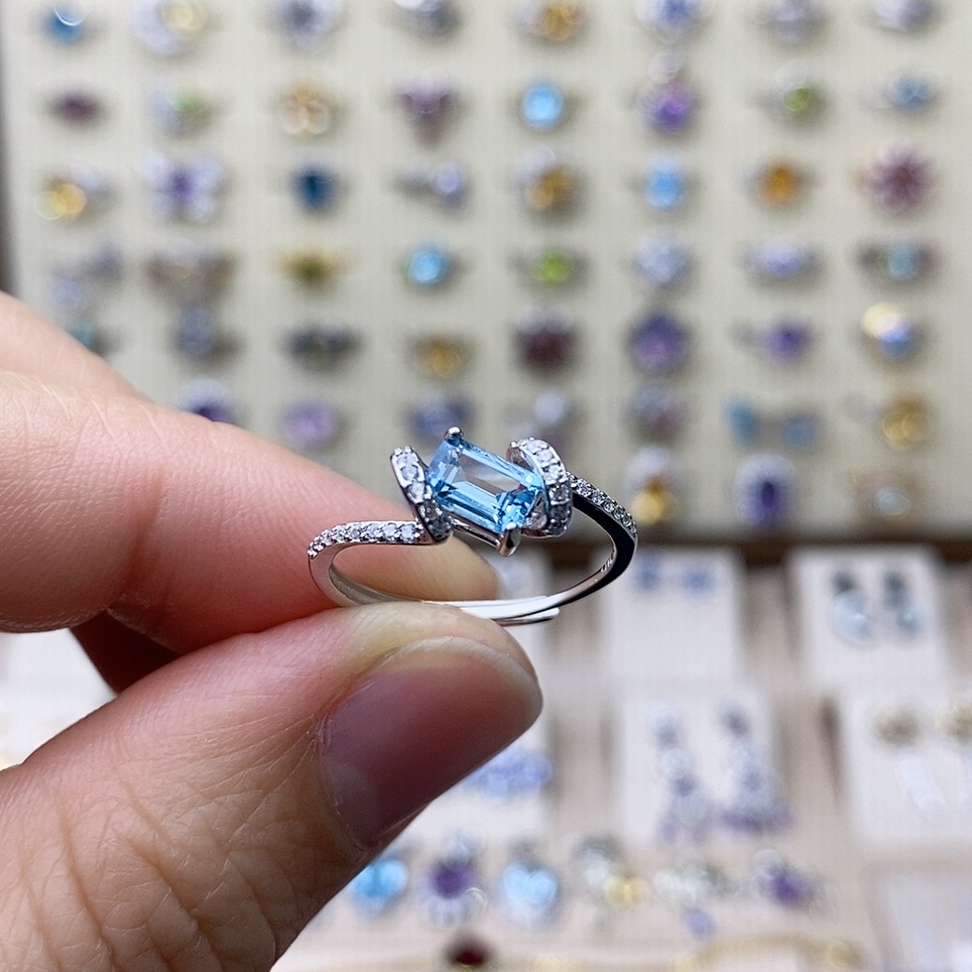 托帕石戒指银S925镶嵌需要证书备注