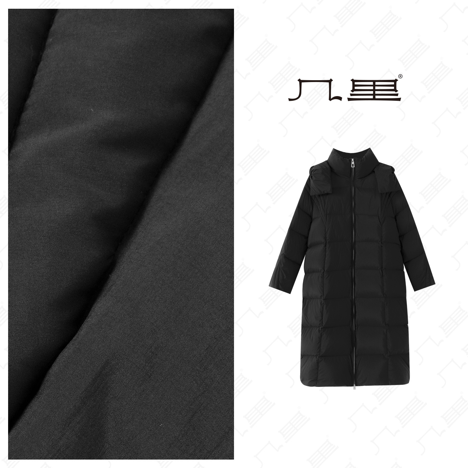 几里与麻【蓬松软糯】百搭长款鹅绒连帽羽绒服胸围132 1111061