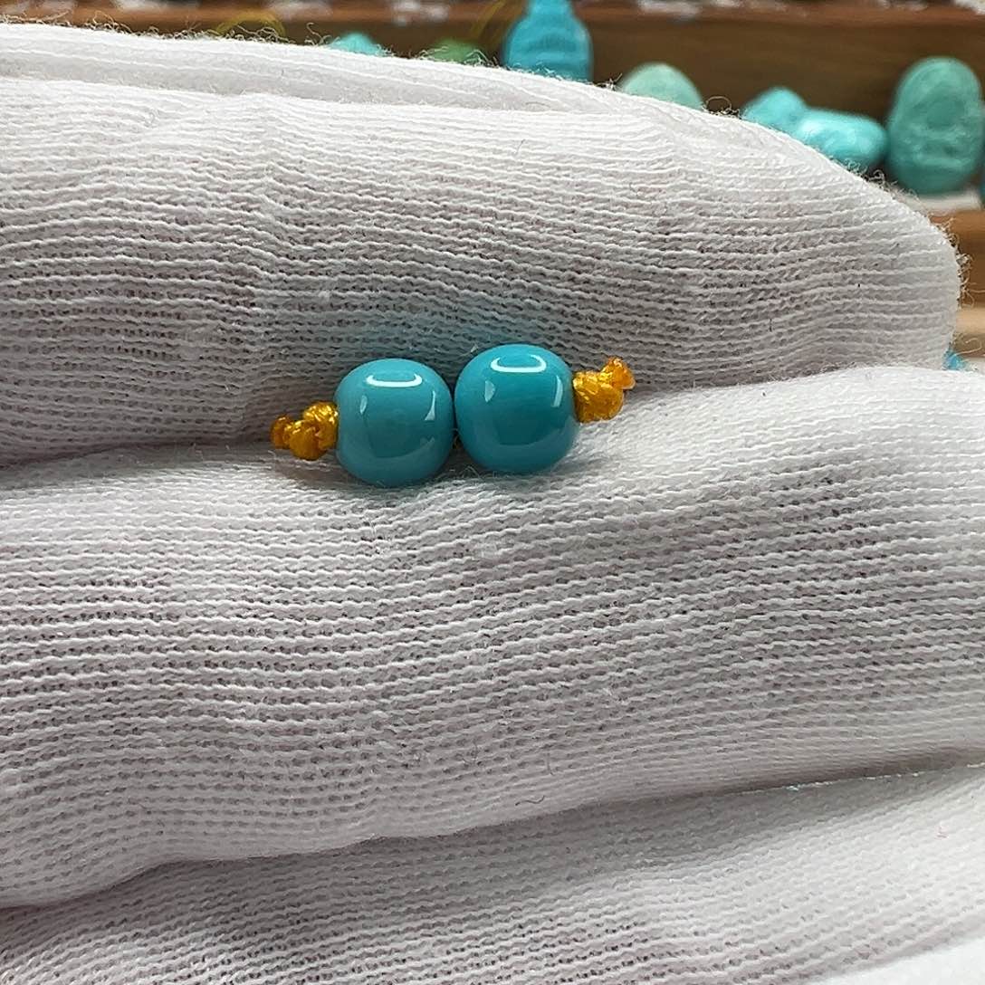 绿松石老型对珠 未镶嵌