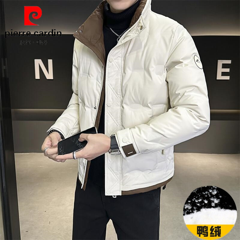 皮尔卡丹羽绒服男款保暖立领秋冬季新款加绒加厚男士夹克外套大衣