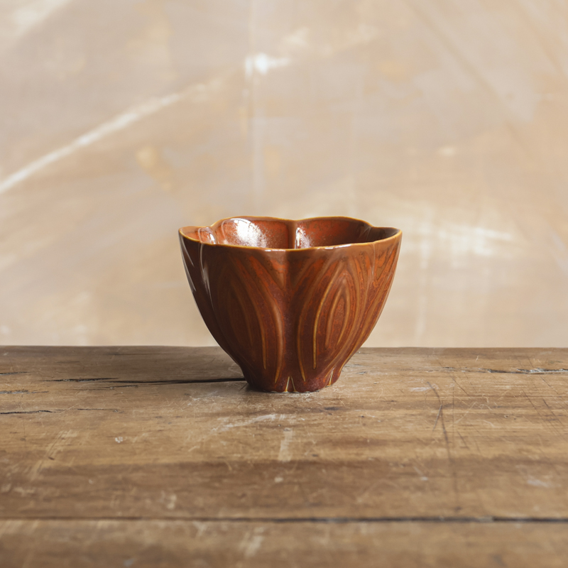 【铜拾社】红金釉-花瓣杯（见珊Q1903）