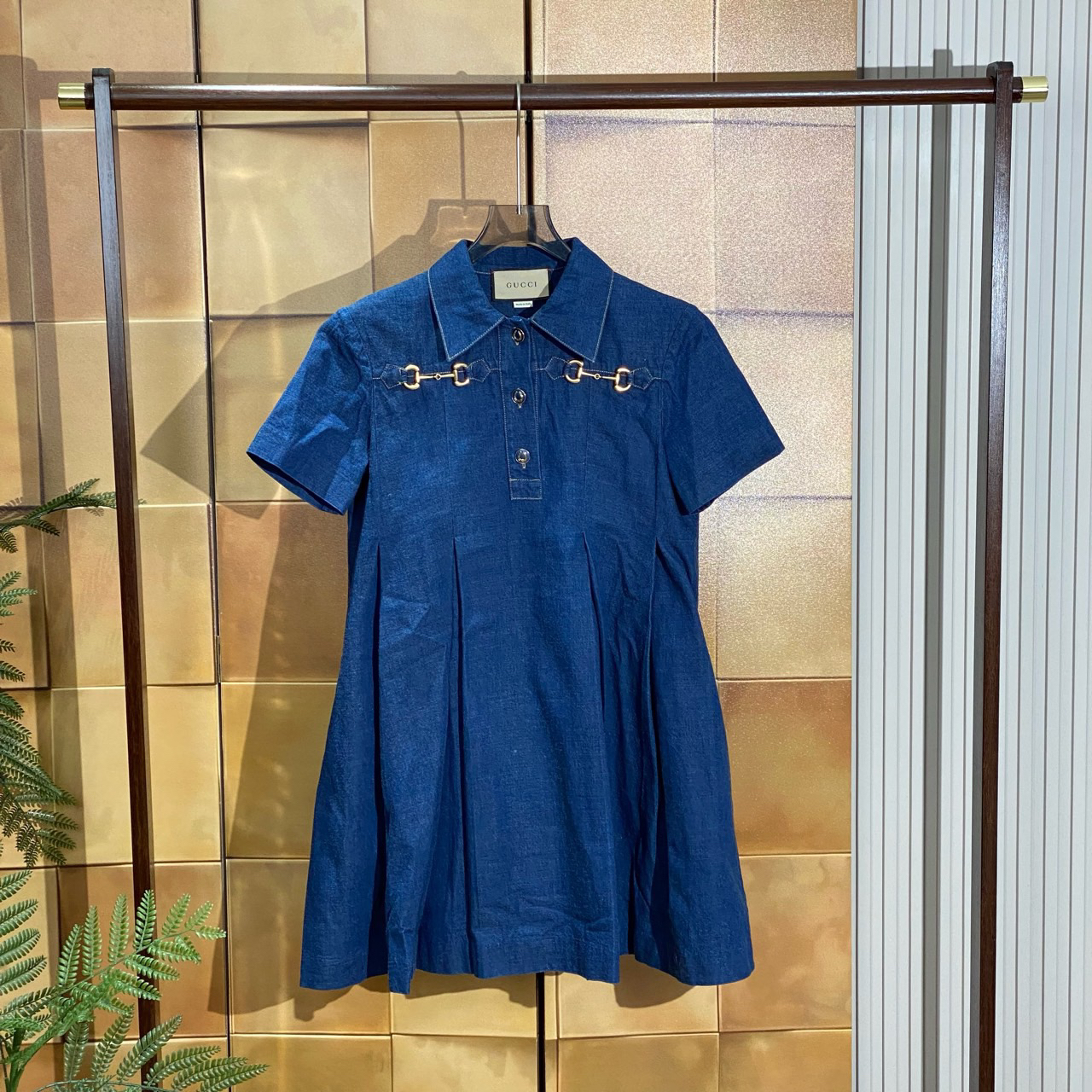 99新 GUCCI/古驰 Gucci 深蓝色马衔扣牛仔连衣裙/40码/99新/25184