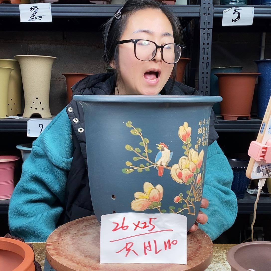 紫砂一只花盆货号HL110