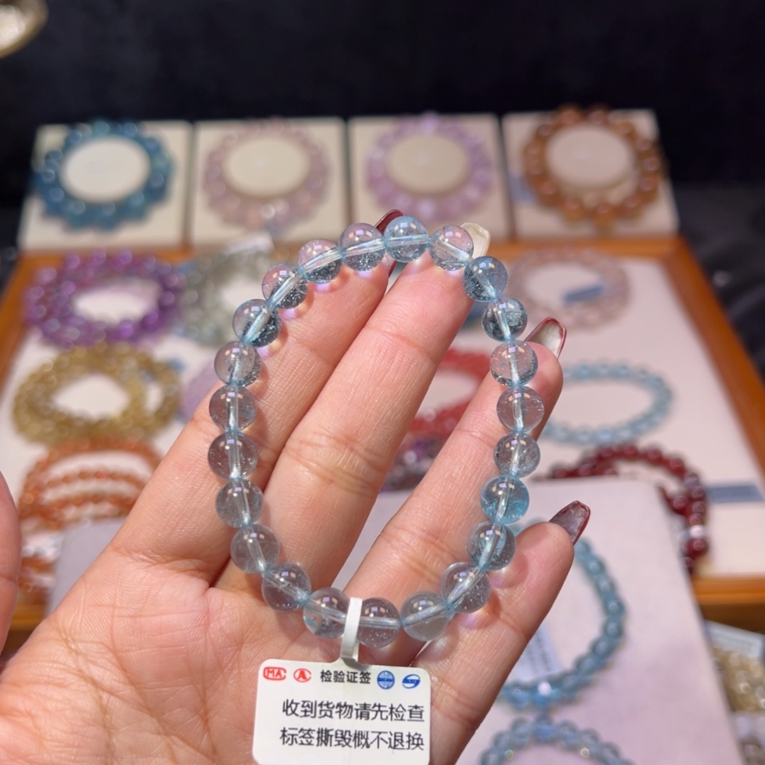 托帕石手串未镶嵌小*鹿蓝托帕8.3m m