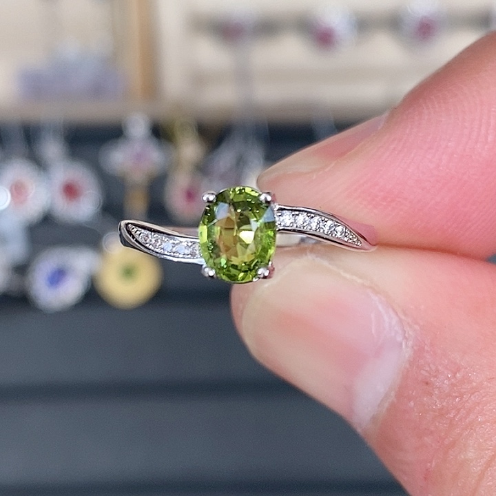 绿色碧玺戒指银S925镶嵌