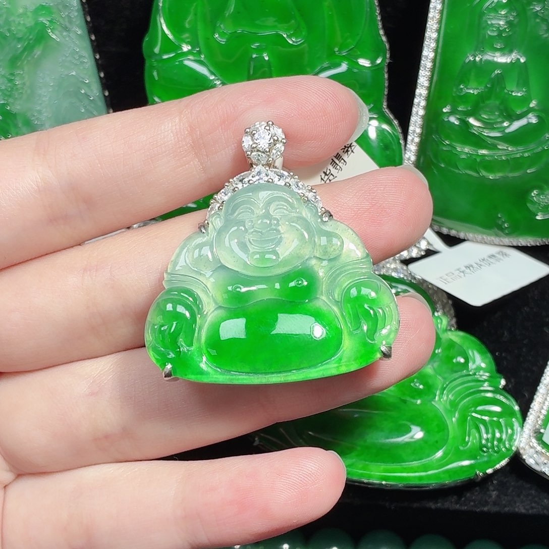 翡翠银S925镶嵌颈饰天然A货翡翠