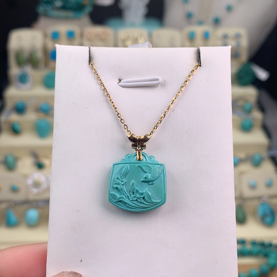 绿松石18K金镶嵌吊坠(不含链)