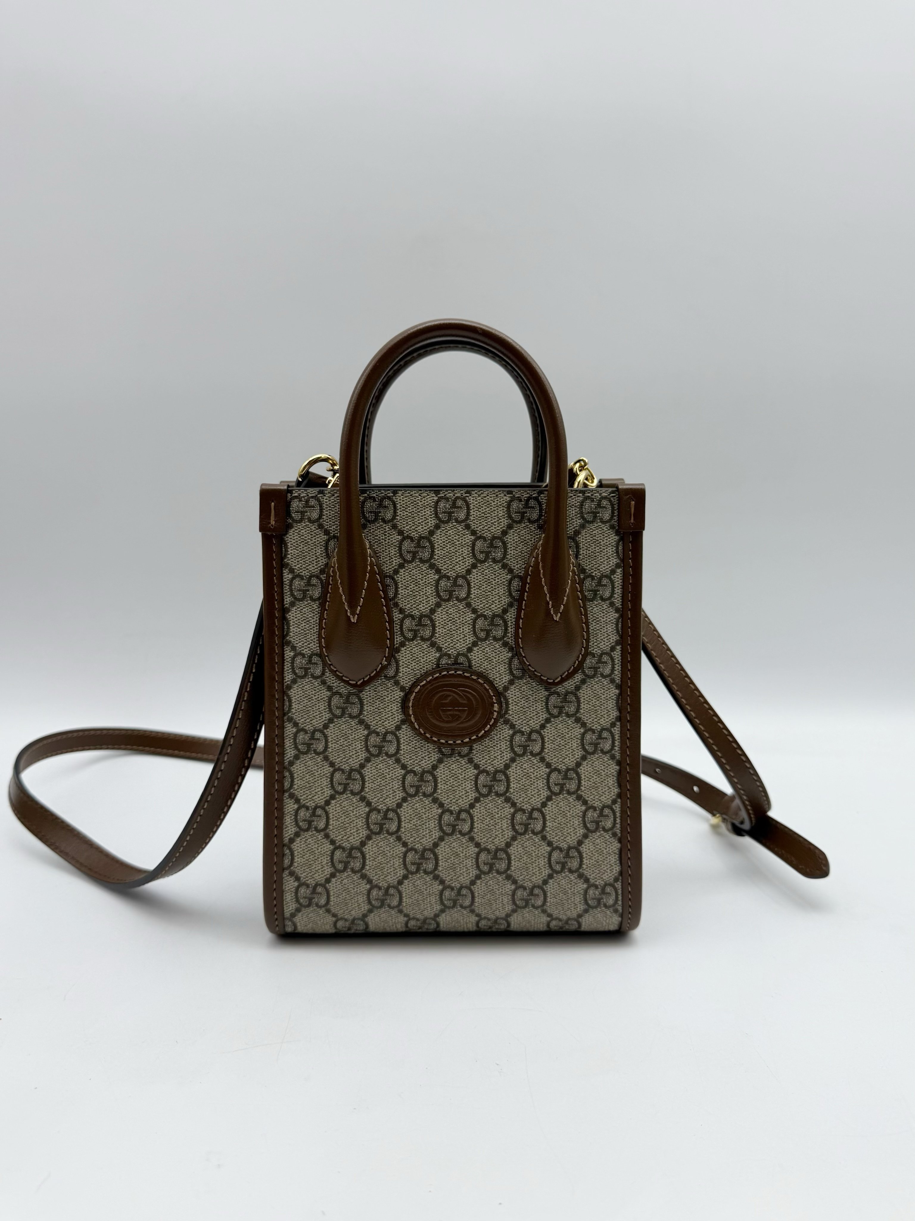 95新 GUCCI/古驰 老花Mini tote bag琴谱包  单肩斜挎包50179
