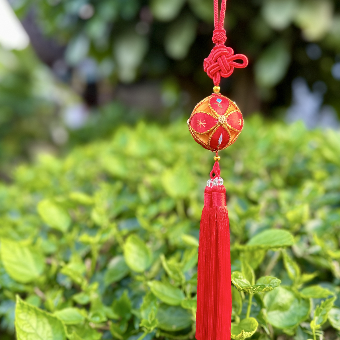 【中国结双流苏纯手工绣球】广西靖西绣球包包挂件挂饰汽车钥匙扣