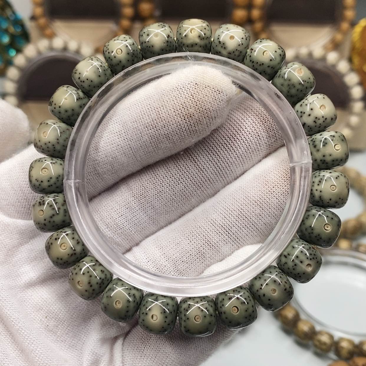 【闪购商品】星月菩提手串9×10一物一图原生态同枝绿包白大眼睛