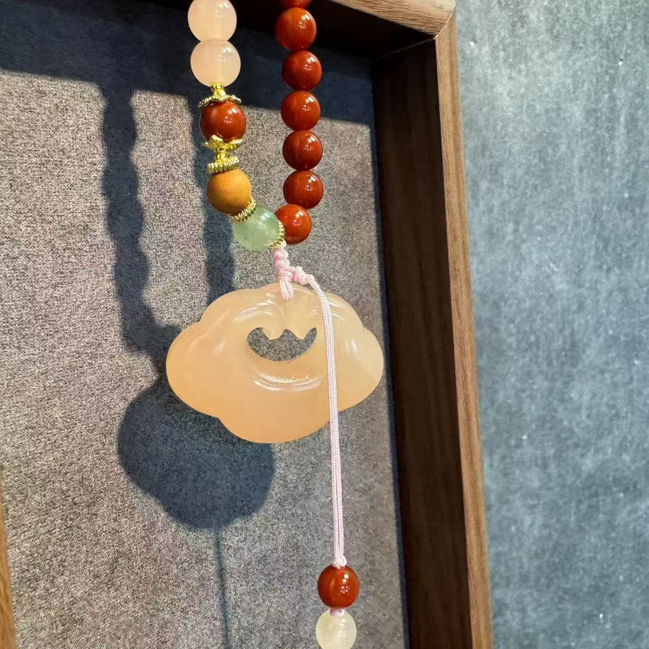 藕粉腰链毛衣链新中式风格原创毛衣链