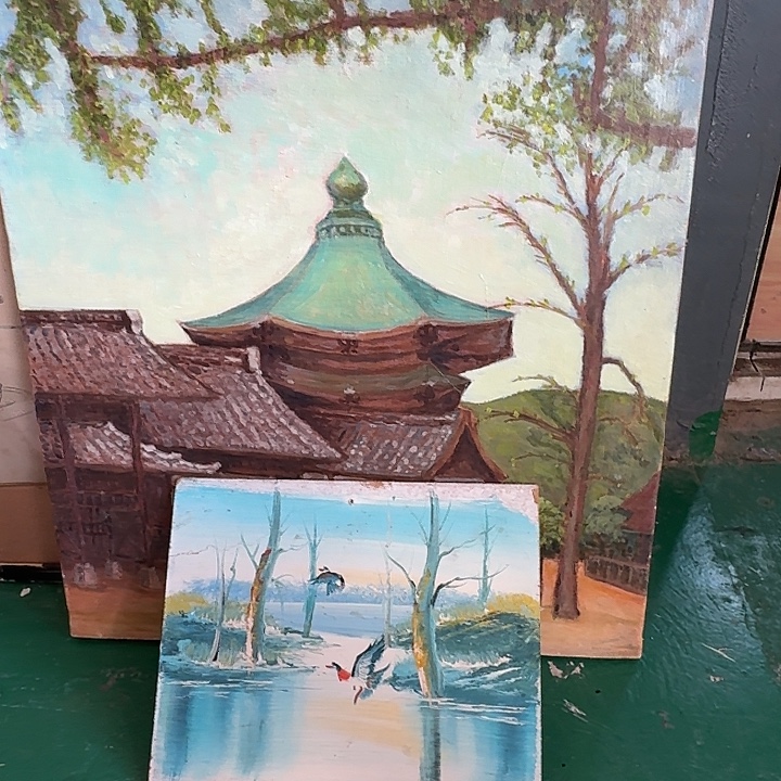 N***内中古框画有瑕疵破损已拍