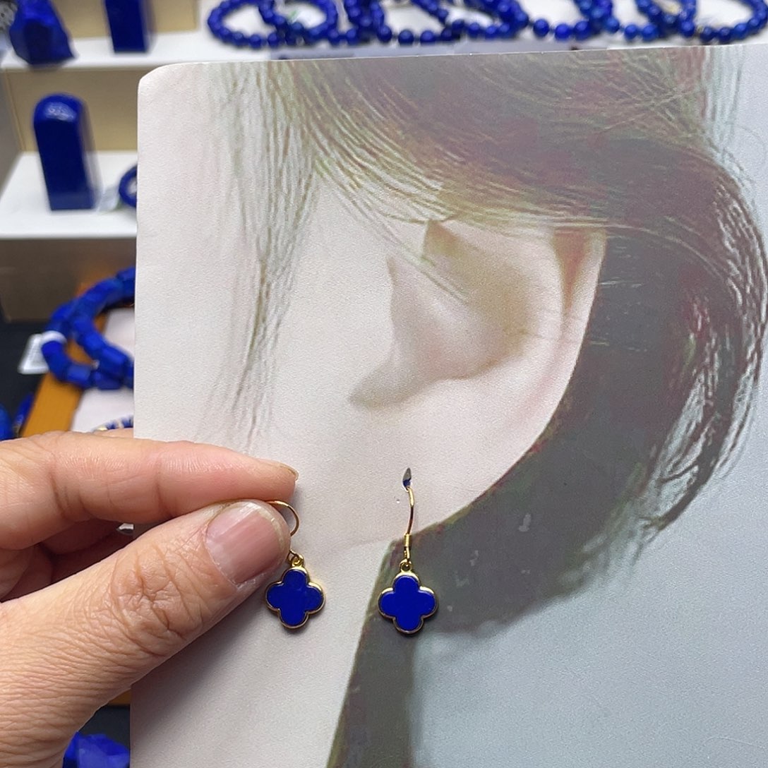 青金石耳钩高品未镶嵌