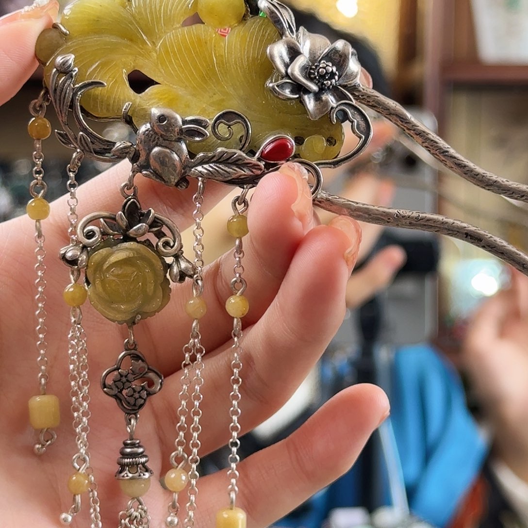 翡翠银S925镶嵌发饰